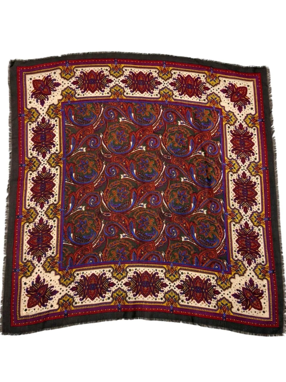 Vintage Baar & Beards Brown Paisley Wool Scarf Fall Winter Scarf Boho